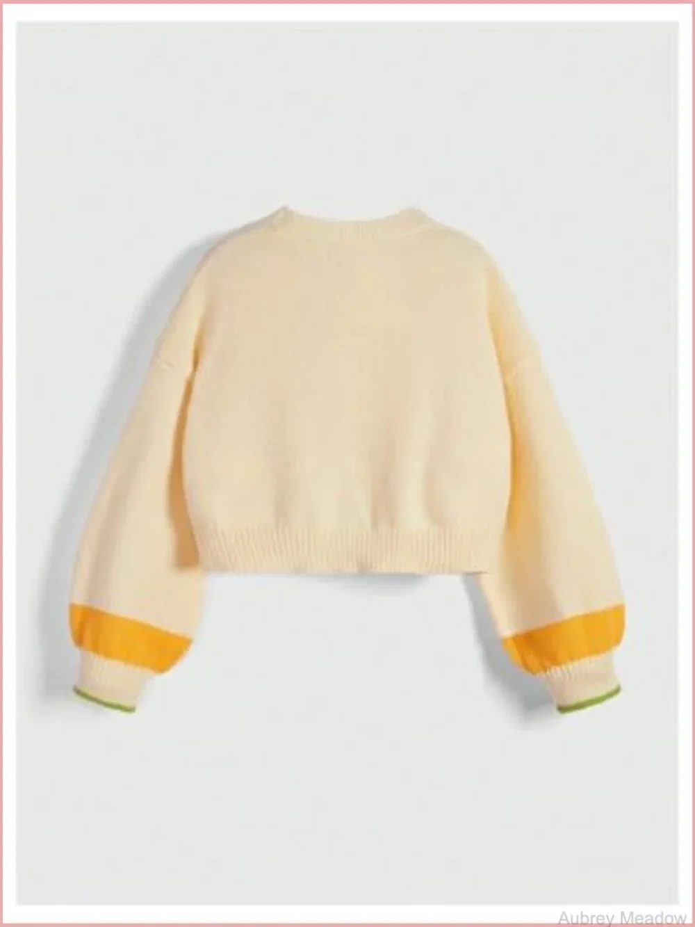 Crop Cardigan Floral Bee Embroidered Open Front Lantern Sleeve Knit Sweet